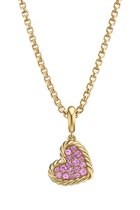 Elements Heart Pendant, 18K Yellow Gold & Pavé Pink Sapphires